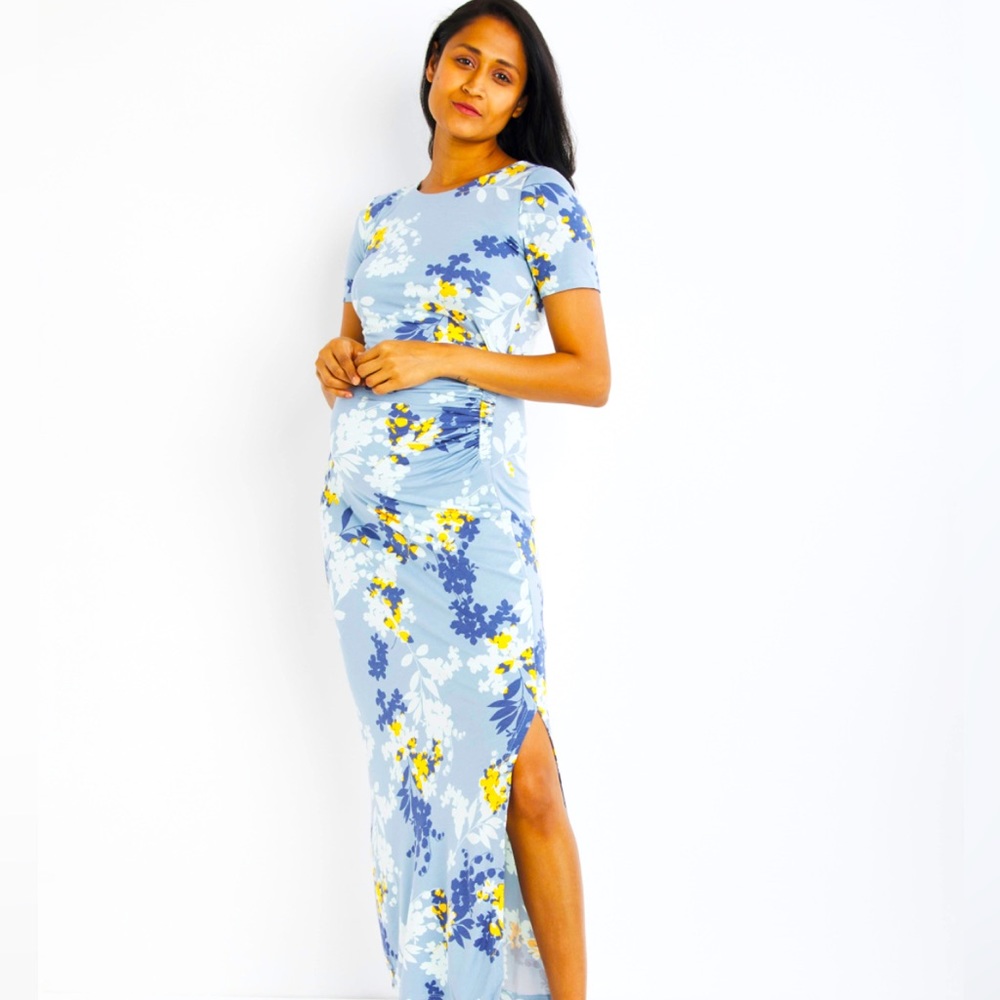 Luxe Side Ruched Maxi Maternity Dress